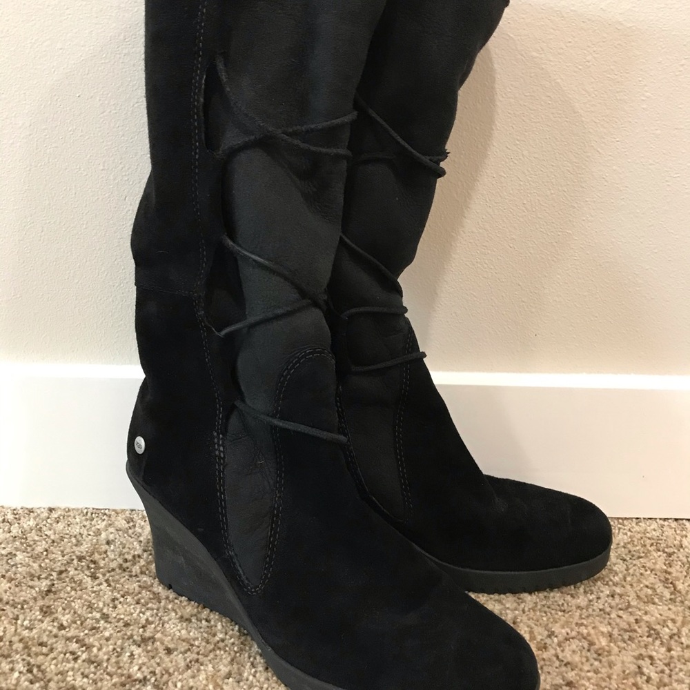 UGG Women Wedge High-Heel Lace Tall Boots 
--